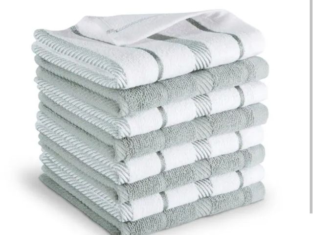 Lot 96-181803 - KitchenAid Albany Matte Grey Striped Cotton Dishcloth Set (8-Pack) New