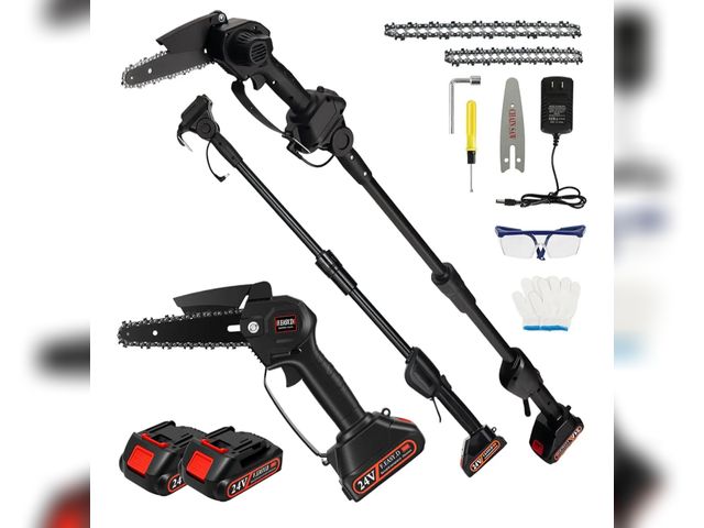 Lot 96-176028 - ALSO GO 2-in-1 Cordless Pole Saw for Tree Trimming, 4&amp;6-Inch Mini Electric Chainsaw with a Exten...