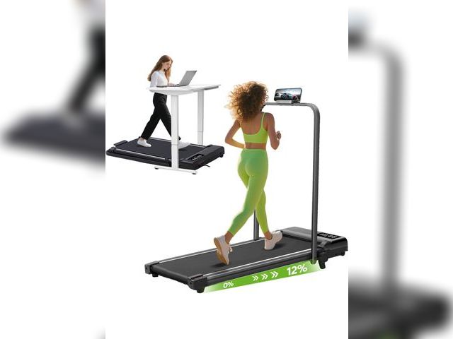 Lot 96-163978 - Walking Pad Treadmill with Incline &amp; Handle Bar, 3.0HP Foldable Folding Treadmills for Home Smal...