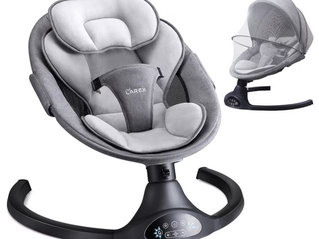 Lot 96-210727 - LAREX Baby Swing Infant Swing Electric Toddler Baby Rocker Portable for Newborn Boy Girl, 5 Sway Spe...