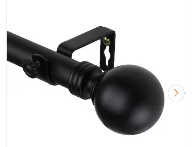 Lot 96-174084 - Rod Desyne 
120 in. - 170 in. Single Curtain Rod in Black with Ball Finial New