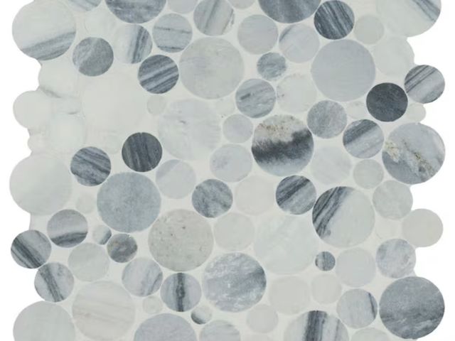 Lot 96-198333 - 40 sq. Ft of MSI Alaska Gray 12 in. x 12 in. x 0.38 in. Polished Marble Mesh-Mounted Mosaic Floor an...