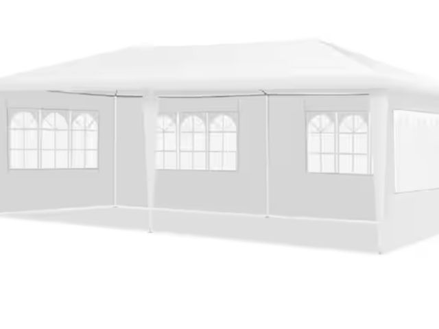 Lot 96-226832 - Costway 10 ft. x 20 ft. White Canopy Tent Wedding Party Tent with 4 Side Walls Carry Bag MSRP $134.4...