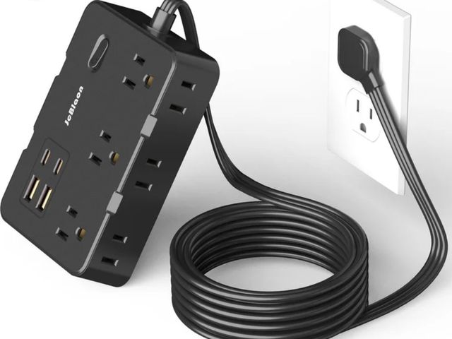Lot 96-233057 - JcBlaon QT660-CU 6-Outlet 5ft Power Strip Surge Protector Extension Cord with USB Ports New