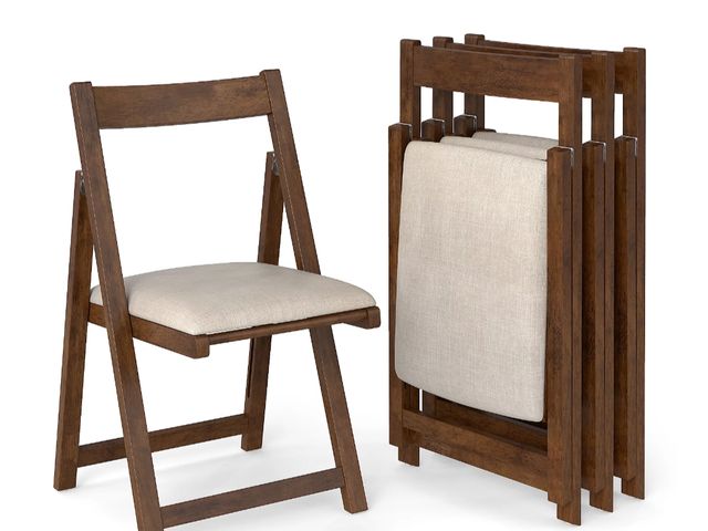 Lot 96-197414 - COSTWAY Foldable Dining Chair Set of 4 Accent Armless Kitchen Chair- New, wood is slightly lighter t...