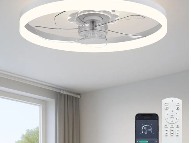Lot 96-173824 - 23.6'' Ceiling Fan with Light, Upgraded Low Profile Fan, Flush Mount Ceiling Fan, 6 Speeds, Dimmable...