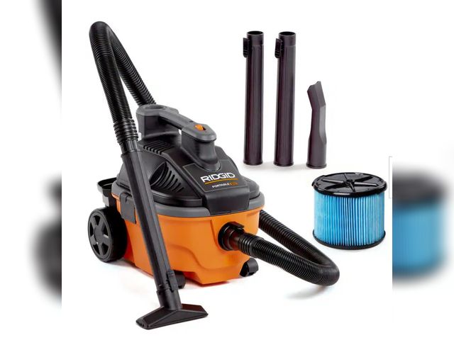 Lot 96-188900 - 4 Gal. 5.0 Peak HP Portable Shop Vacuum Wet Dry Vac with Fine Dust Filter, Locking Hose and Attachme...