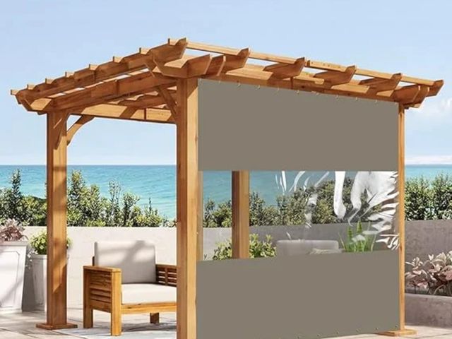 Lot 96-200727 - COVERS &amp; ALL Outdoor Vinyl Curtain with Clear Tarp Panel 12 Oz - 100% Weather Resistant Outdoor ...