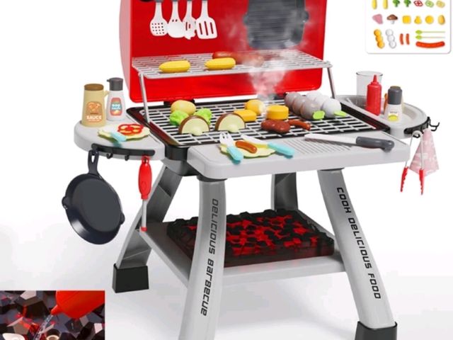 Lot 96-230722 - Kids Kitchen Playset, Kids BBQ Grill Playset with Smoke, Sizzle &amp; Light, Toy Barbeque Play Set f...