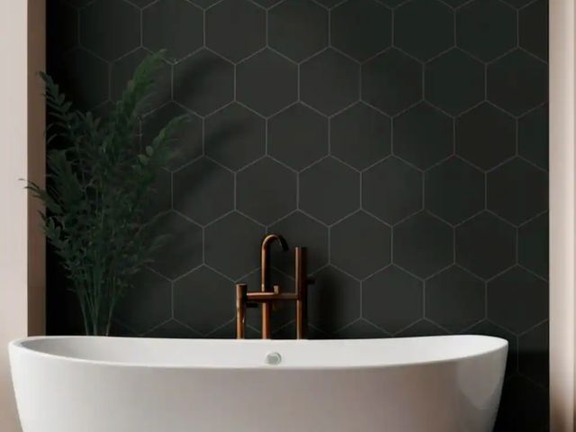 Lot 96-166816 - MSI Approximately 13 sq ft Glassel Nero Hexagon Matte Porcelain Tile 9 in. x 10 in., Floor and Wall ...