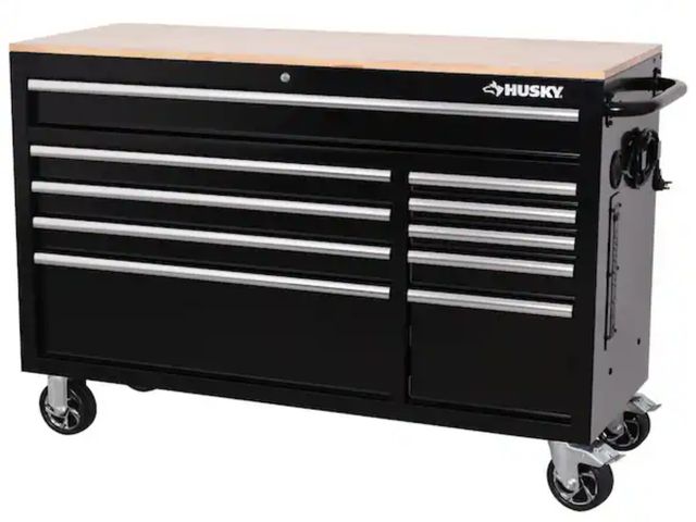 Lot 96-179607 - Husky
Modular Tool Storage 52 in. W x 20 in. D Standard Duty Black Mobile Workbench Cabinet
New, but...