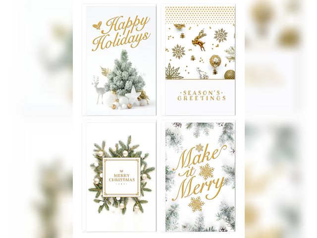 Lot 96-192193 - easykart labels Boxed Christmas Cards Assortment, White and Gold (48 Cards and 48 Envelopes) 6.75 x ...