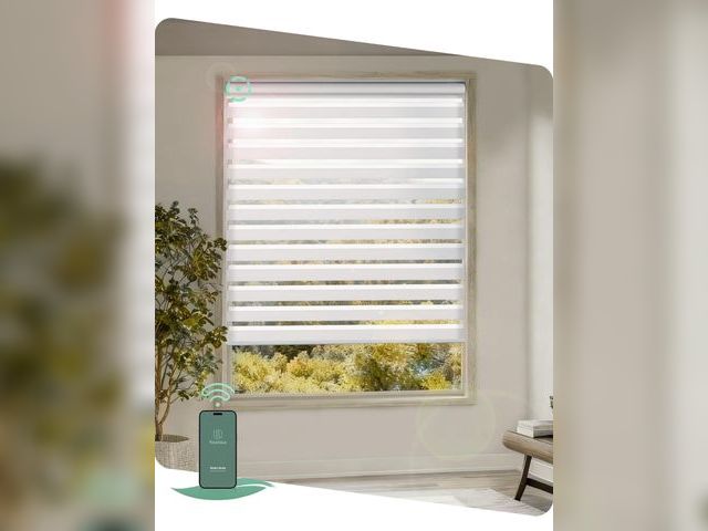 Lot 96-187814 - Yoolax Motorized Zebra Blinds, Electric Zebra Shades for Indoor Windows, Motorized Shades Light Cont...