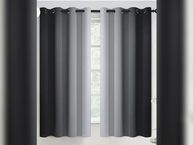 Lot 96-232767 - Yakamok Grommet Light Blocking Black Blackout Ombre Curtains,Room Darkening Drapes for Bedroom Black...