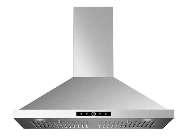 Lot 96-174589 - VIKIO
36 in. 500 CFM Convertible Wall Mount Range Hood in Stainless Steel with LED Lighting, Dishabl...