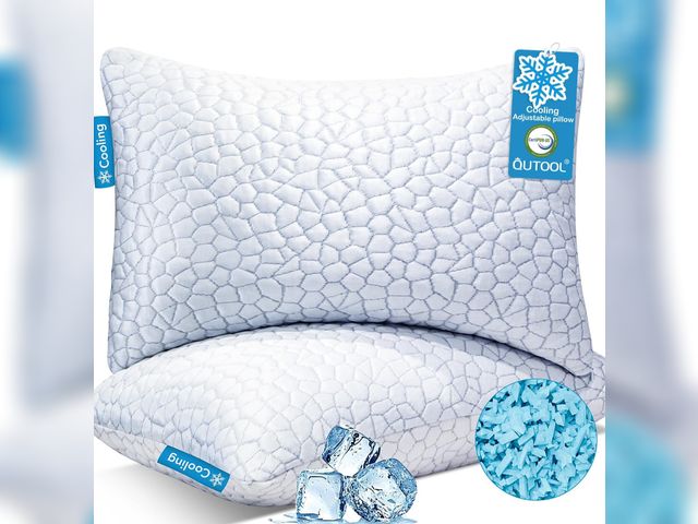 Lot 96-187717 - QUTOOL Cooling Pillow for Sleeping 2 Pack,Luxury Shredded Memory Foam Bed Standard Pillows Set of 2,...