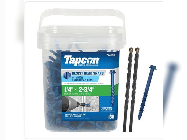 Lot 96-191629 - Tapcon 1/4 in. x 2-3/4 in. Hex-Washer-Head Concrete Anchors (150-Piece) New