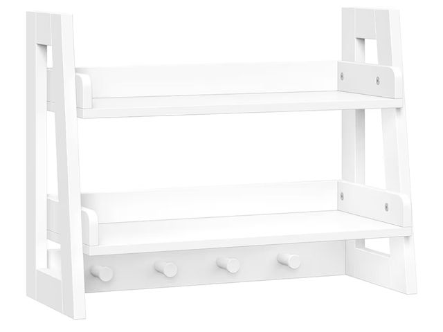 Lot 96-181788 - RiverRidge Kids 2-Tier Ladder Hooks-White Wall Shelf
New