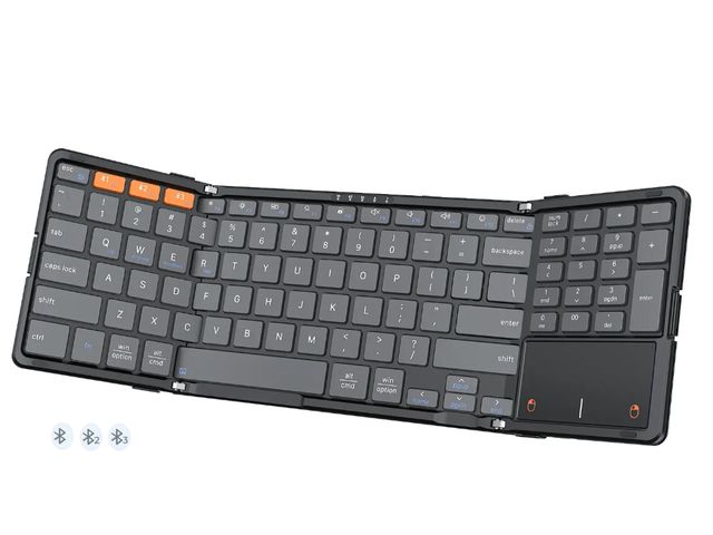Lot 96-232472 - MEETION Foldable Keyboard with Touchpad, Bluetooth Keyboard, Numeric Keypad Portable full-size foldi...