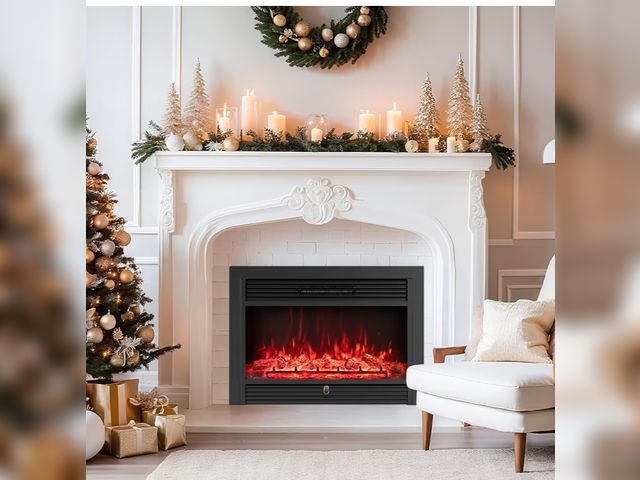 Lot 96-192240 - COSTWAY Electric Fireplace Insert, 33 Inches Recessed Fireplace Heater with Remote Control, 8H Timer...