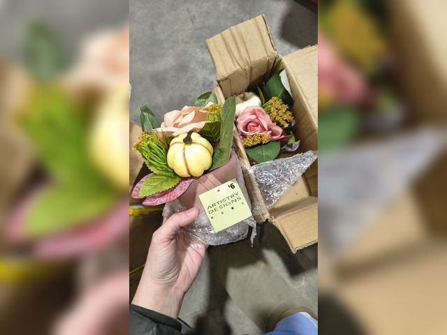 Lot 96-201600 - Artistry Designs 2pk Artificial Flowers with Pumpkins 
New