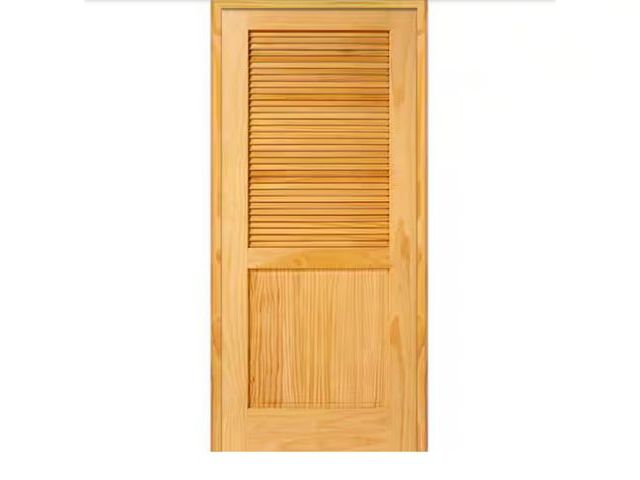 Lot 96-169051 - MMI DOOR 30 in. x 80 in. Half Louver 1-Panel Unfinished Pine Wood Right Hand Single Prehung Interior...