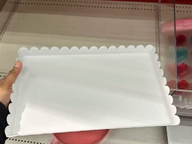 Lot 96-157631 - White Metal Tray  with Gold Accents
New