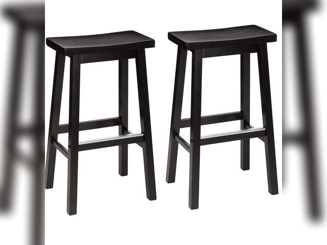 Lot 96-176731 - Amazon Basics Solid Wood Saddle-Seat Kitchen Counter Barstool with Footrest, Easy Assembly - 29-Inch...