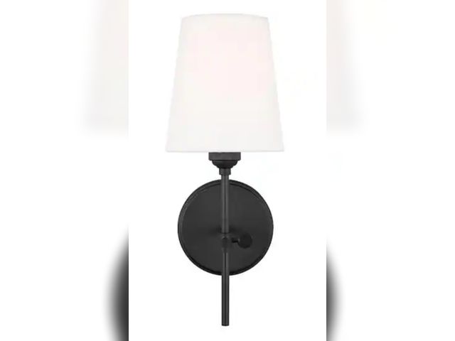 Lot 96-174433 - Generation Lighting
Baker 5.5 in. W x 14.25 in. H 1-Light Midnight Black Wall Sconce with White Line...