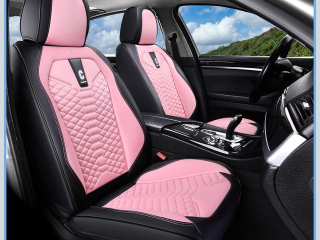 Lot 96-174106 - Coverado Front Seat Covers, 2 PCS Pink Seat Cover for Cars, Breathable Fabric&amp; Faux Leather Seat...