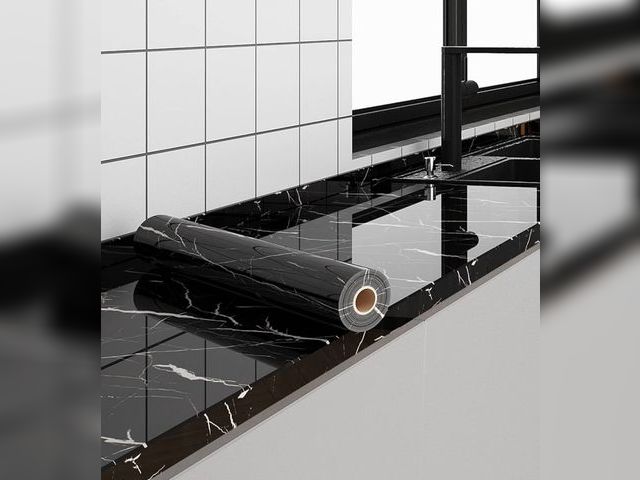 Lot 96-164047 - 24"x394" Black Marble Wallpaper Marble Contact Paper for Countertops Peel and Stick Countertops Self...