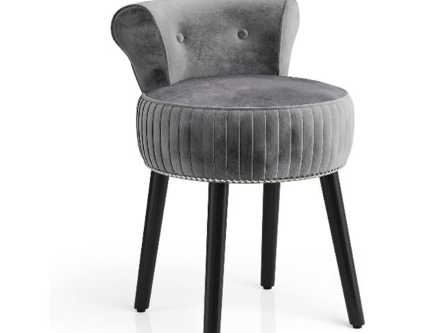 Lot 96-192147 - Velvet Vanity Chair for Bedroom, Elegant Accent Chair with Tufted Low Back, Solid Wood Legs, Upholst...