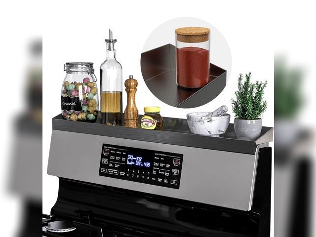 Lot 96-187662 - IIIOIIIA Stove Top Magnetic Shelf for Kitchen Organization, 30" Magnetic Spice Rack Over The Stove, ...