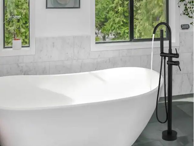 Lot 96-232557 - AKLFGN Waterfall Single-Handle Floor Mount Freestanding Tub Faucet Bathtub Filler with Hand Shower i...