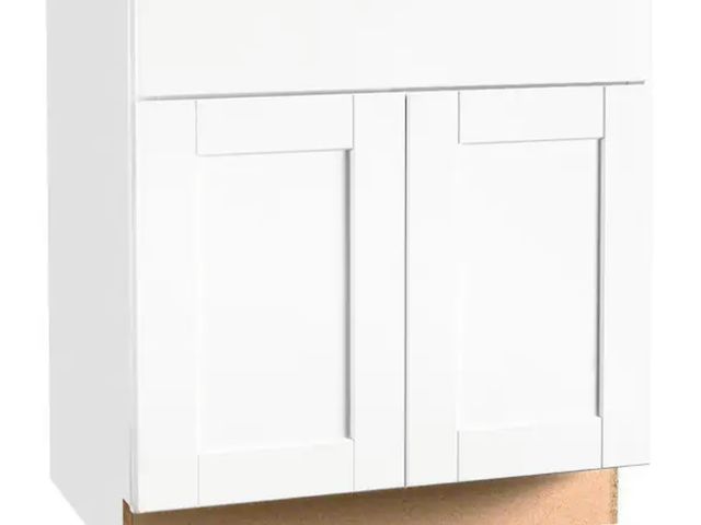 Lot 96-165434 - Hampton Bay
Shaker 30 in. W x 24 in. D x 34.5 in. H Assembled Base Kitchen Cabinet in Satin White wi...