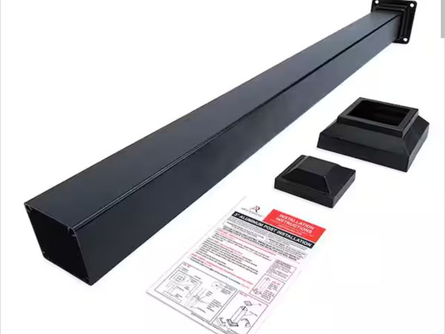 Lot 96-162739 - Aria Railing 3 in. x 3 in. x 36 in. Black Powder Coated Aluminum Deck Post Kit New