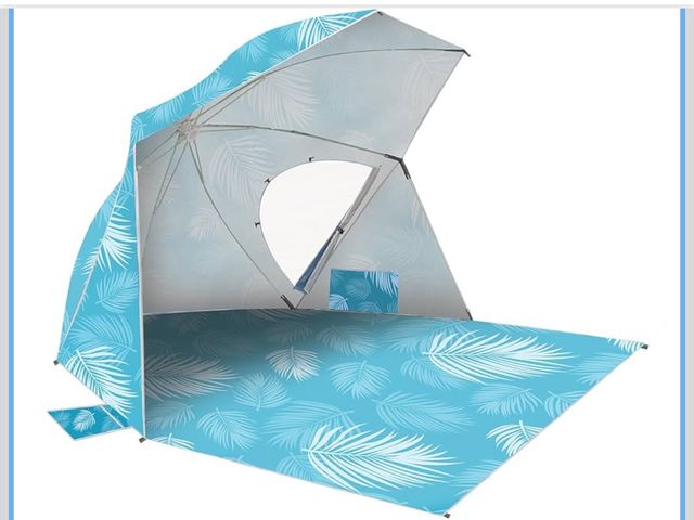 Lot 96-176998 - OutdoorMaster Pop Up Beach Umbrella, Portable Beach Tent Shelter, Beach Shade Sun Canopy with UPF 50...