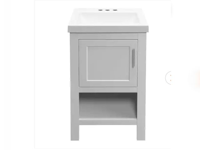 Lot 96-183082 - Glacier Bay Spa 18.5 in. W x 16.25 in. D x 33.75 in. H Single Sink Bath Vanity in Dove Gray with Whi...