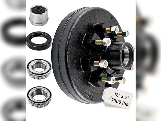 Lot 96-164461 - 8 Bolt 6.5" Trailer Brake Drum Kit Fit for 7000lbs Axle Trailer,Replaces 12" x 2" Trailer Brakes kit...