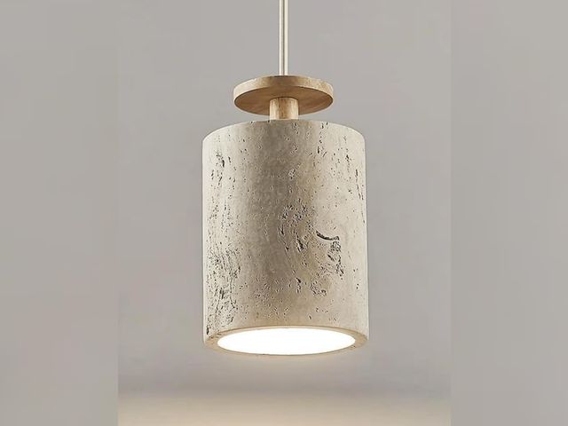 Lot 96-233208 - Nordic Natural Stone Pendant Light Shade Modern Minimalist Cylindrical Kitchen Island Sink Hanging L...