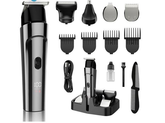 Lot 96-171024 - Rechargeable Men's Hair Clippers &amp; Body Hair Trimmer Home Haircut &amp; Grooming Set with LED Di...