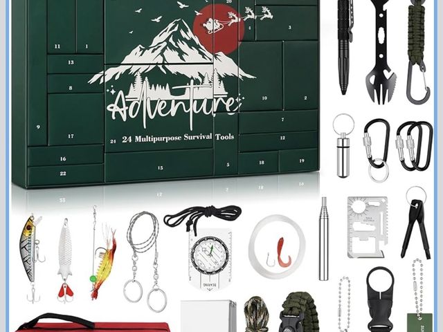 Lot 96-197806 - Artmag Survival Kit Advent Calendar - 24 Days Christmas Countdown Calendar with Survival Tool Xmas S...