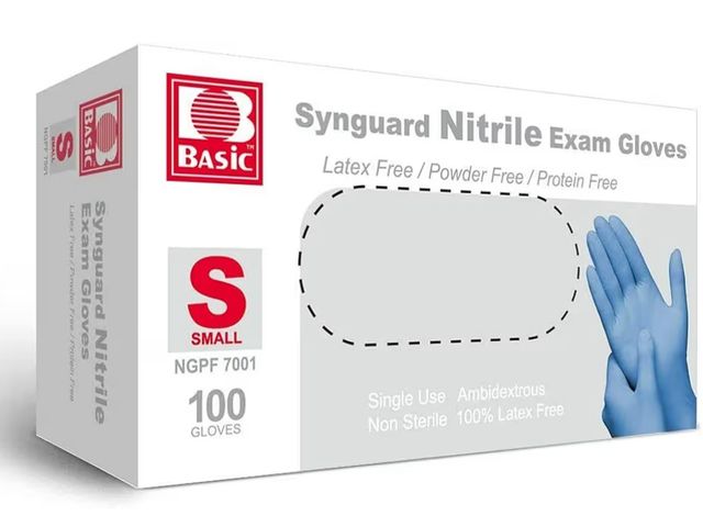Lot 96-176525 - 1000 Count Box of Basic Medical Nitrile Exam Gloves (Small) Blue,NGPF-7001