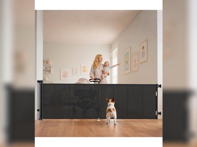 Lot 96-164322 - Upgraded 120 inch Retractable Baby Gates Extra Wide with Reinforced Strip Design to Prevent Crawling...