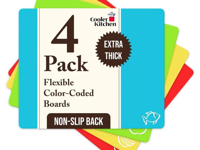 Lot 96-230716 - Cooler Kitchen 4 Piece Flexible Plastic Cutting Boards for Kitchen, BPA Free Plastic Cutting Mats Fo...
