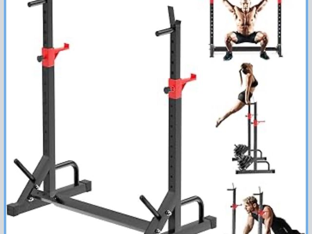 Lot 96-174896 - Squat Rack, Barbell Rack, Bench Press 550 LBS Max Load Adjustable Squat Rack Stand Multi-Function We...