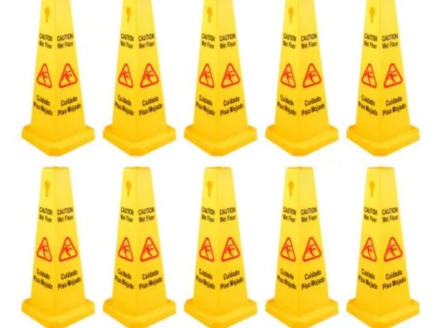 Lot 96-181238 - 10 Pack Floor Safety Cone 26-Inch Yellow Caution Wet Floor Sign 4 Sided Floor Wet Sign Public Safety...