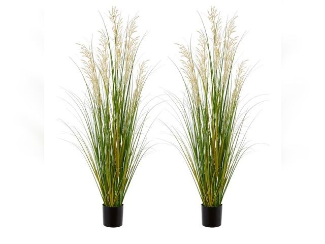 Lot 96-177549 - Artificial Plant, 47in Tall, 2pk Grass, Faux House Plants in Pot, Indoor Decorative Flowers &amp;Gre...