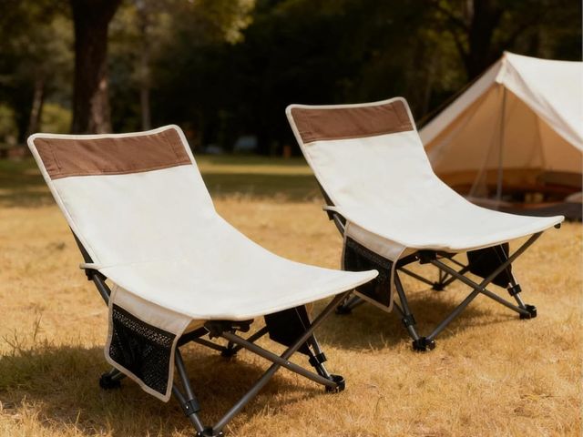 Lot 96-180523 - Compact Backpack Beach Chairs, 2 Pack, Low Folding Camping Chairs, Portable Reclining Chairs with Ad...