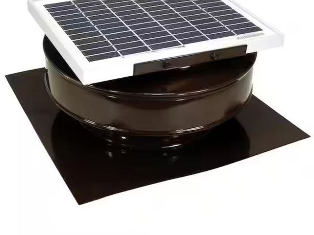 Lot 96-155977 - Active Ventilation
365 CFM Brown Powder Coated 5-Watt Solar Powered Roof Mounted Exhaust Attic Fan

...
